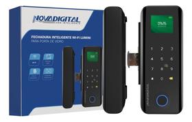 Fechadura Inteligente Wi-fi Smart Porta De Vidro Novadigital Preto
