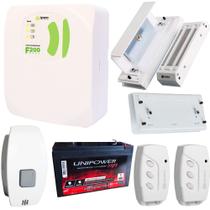 Fechadura Magnética 150kg Blindex Porta Vidro Bateria 12V Fonte Carregadora Botoeira Controles