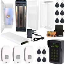 Fechadura Magnética Porta Vidro Blindex Teclado Rfid 10Tags + 3 Botoeiras sem Fio Branca Fechadura Magnética Porta Vidro Blindex Teclado Rfid 10Tags + 3 Botoeiras sem Fio Branca