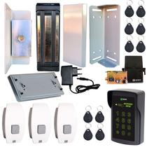Fechadura Magnética Porta Vidro Blindex Teclado Rfid 10Tags + 3 Botoeiras sem Fio Cinza Fechadura Magnética Porta Vidro Blindex Teclado Rfid 10Tags + 3 Botoeiras sem Fio Cinza