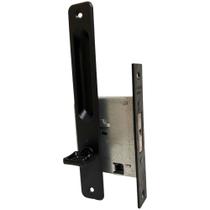 Fechadura Pado Porta de Correr Banheiro Concha Embutir Preta