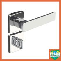 Fechadura para Banheiro Quadra Roseta 701-40PB Cromada 40mm Pado Maçaneta Alavanca Fechadura para Banheiro Quadra Roseta 701-40PB Cromada 40mm Pado Maçaneta Alavanca