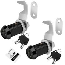 Fechadura para caixa de ferramentas Cylinnda 1-1/8" preta, kit com 2 unidades, com chaves iguais