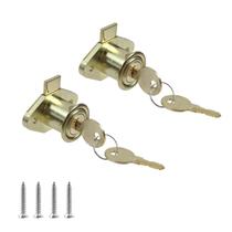 Fechadura para gabinete de mesa Chinflly em liga de zinco, dourado, pacote com 2