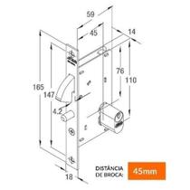 Fechadura Para Porta de Correr 950 Externa Espelho Oval Oxidado 45mm Stam