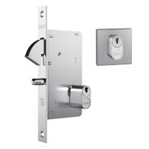 Fechadura para Porta de Correr 950 Externa Roseta Quadrada1 Escovado 45mm Stam