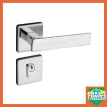 Fechadura para porta de Entrada/Externa Quadra Roseta 701-80E Cromada 40mm Pado Maçaneta Alavanca