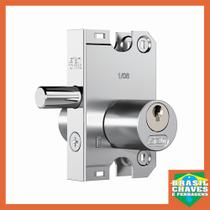 Fechadura para Porta de Vidro de Bater 2001 Cromada Lingueta de Pino Cilindro Redondo STAM