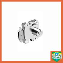 Fechadura para Porta de Vidro de Correr 3051 Lingueta Virada Cromada Cilindro Redondo 3F