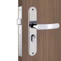 Fechadura Para Porta Externa Perfil Aredondado Aço Inox Polido Cromado Aliança