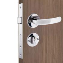 Fechadura Para Porta Externa Perfil Redondo Aço Inox Polido Cromado Aliança