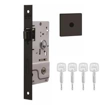 Fechadura Para Porta Pivotante Rolete 800 Roseta Quadrada Aço Preto Stam Fechadura Para Porta Pivotante Rolete 800 Roseta Quadrada Aço Preto Stam