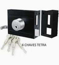 Fechadura para Portão de Sobrepor 1701/100 Tetra Preto Fosco - Stam Fechadura para Portão de Sobrepor 1701/100 Tetra Preto Fosco - Stam