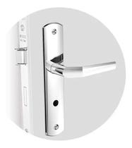 Fechadura Popline Reta Banheiro Cromado Porta Soprano Inox