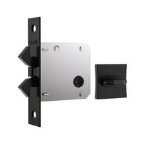 Fechadura Porta Correr Banheiro Preto Fosco Quadrada