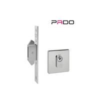 Fechadura porta correr externa pado inox polido (cromada) trava expansiva quadrada c/ cilindro miolo tambor