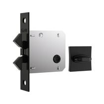 Fechadura Porta de Correr 1006S Banheiro Roseta Quadrada Classic Preto Fosco 45mm Stam Fechadura Porta de Correr 1006S Banheiro Roseta Quadrada Classic Preto Fosco 45mm Stam