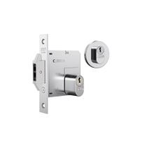 Fechadura porta de correr e bater stam 1006 cromada asa de avião redonda inox 45 mm c/ cilindro miolo tambor
