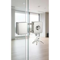 Fechadura Pressão Porta Vidro 2 Folhas Pivotante Chave Inox