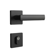 Fechadura Quadrada Porta Externa Preta 3f 40mm Roseta Inox