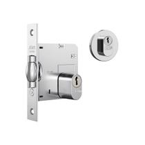 Fechadura Rolete Para Porta Pivotante 1005 Roseta Redonda Cromada 45mm Stam