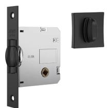 Fechadura Rolete Para Porta Pivotante 1025 Banheiro Roseta Quadrada Preta 45mm Stam Fechadura Rolete Para Porta Pivotante 1025 Banheiro Roseta Quadrada Preta 45mm Stam