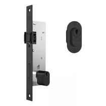 Fechadura Rolete para Porta Pivotante Perfil 601 Espelho Preto 20mm Stam