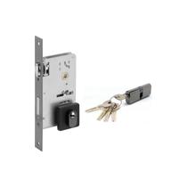 Fechadura rolete pivotante imab c/ cilindro preto preta pp quadrada 081 multiponto 4700/4800 55mm