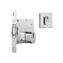 Fechadura Rolete Porta Pivotante 1005 Externa Roseta Quadrada Cromado 45mm Stam