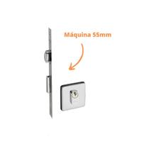 Fechadura rolete porta pivotante pado inox polido (cromado) máquina 55mm 471 quadrada c/ cilindro miolo tambor