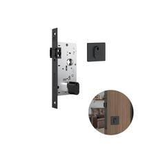 Fechadura Rolete Preto Fosco Quadrada Para Porta Residencial Pivotante Externa de 25 A 40 Mm 803 Stam