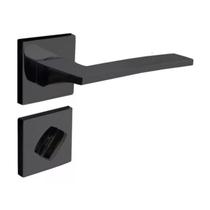 Fechadura Safira Banheiro Roseta Quadrada Preto 55mm União Mundial