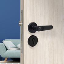 Fechadura Smart Com Biometria Digital De Embutir Preta Sl135