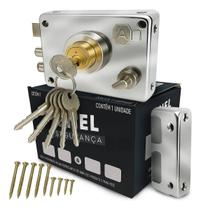 Fechadura Sobrepor 6 Chave Tetra Para Portão Cromado Galvanizado Anti Furto Segurança Lingueta Reversível Direita Esquerda Fechadura Sobrepor 6 Chave Tetra Para Portão Cromado Galvanizado Anti Furto Segurança Lingueta Reversível Direita Esquerda