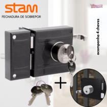 Fechadura Sobrepor Portão Stam 701/100 Inox 4 Chaves Externa