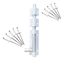 Fechadura Sobrepor Tramela Inoxidável 20cm Anti Furto Branco
