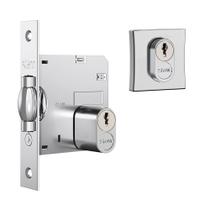 Fechadura Stam 1005 TR Com Roseta Quadrada Cromado Brilhante