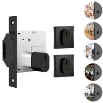 Fechadura Stam 1006 Porta de Correr de madeira Roseta Quadrada Preto Fosco Segurança Design Moderno Fechadura Stam 1006 Porta de Correr de madeira Roseta Quadrada Preto Fosco Segurança Design Moderno