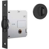 Fechadura Stam 1025 porta de banheiro pivotante de madeira roseta redonda resistente e fácil de instalar Preto fosco