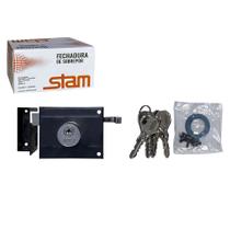 Fechadura Stam 1701/100 Preto Fosco - ESP. INOX