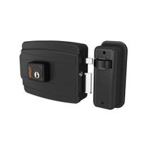 Fechadura Stam De Sobrepor Elétrica Externa 40MM Abre Para Fora Preto Fosco