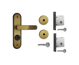 Fechadura stam kit 1800/21 oxidado ouro antique + 2 travas tetra chave espelho mesmo segredo 40 mm