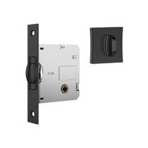 Fechadura Stam porta de banheiro Trinco Rolete Pivotante Stam 1025 Roseta quadrada preta