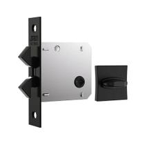 Fechadura Stam Porta De Correr Wc 1006 Preto Fosco Roseta Quadrada