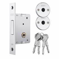 Fechadura stam porta entrada embutir trava auxiliar seguranca tetra 4 chaves 1001 cromado Fechadura stam porta entrada embutir trava auxiliar seguranca tetra 4 chaves 1001 cromado