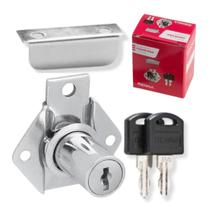 Fechadura Tambor 22mm / 31mm Lingueta Curta Renna P/ Móveis Armários Gavetas 2 Chaves