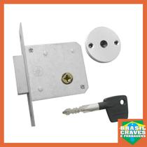 Fechadura Tetra Chave Auxiliar Trava Simples Cromada Inox F 2000 Roseta Redonda Fechadura Tetra Chave Auxiliar Trava Simples Cromada Inox F 2000 Roseta Redonda