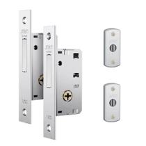 Fechadura Trava tetra Auxiliar 1003 Par Inox Cromado Estreita Fechadura Trava tetra Auxiliar 1003 Par Inox Cromado Estreita