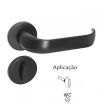 Fechadura wc banheiro preto roseta redonda brava haga 9188b