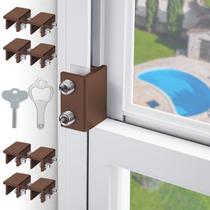 Fechaduras de janela CRODOER Janelas deslizantes de alumínio marrom (8 conjuntos)